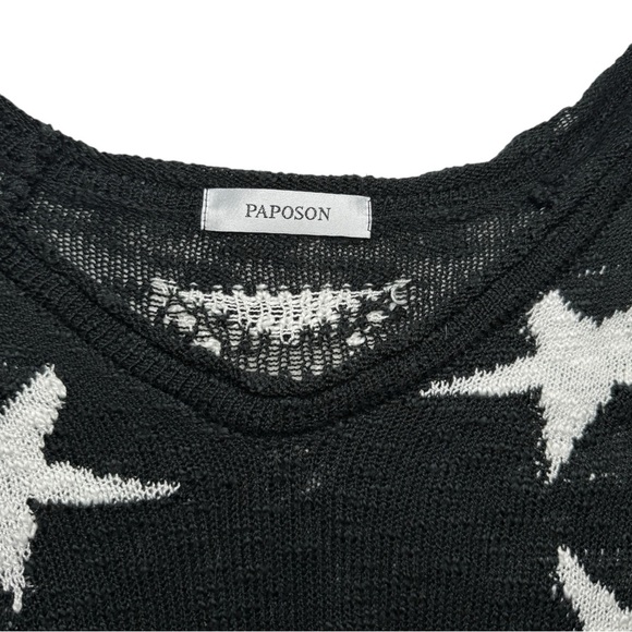 Black Knit Open Neck Star Sweater Size Medium - Picture 4 of 4